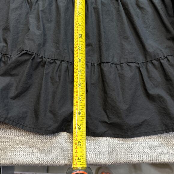 Cottagecore Black Puff Sleeve Midi Dress Medium Smocked Bodice Tiered Romantic - Picture 8 of 9